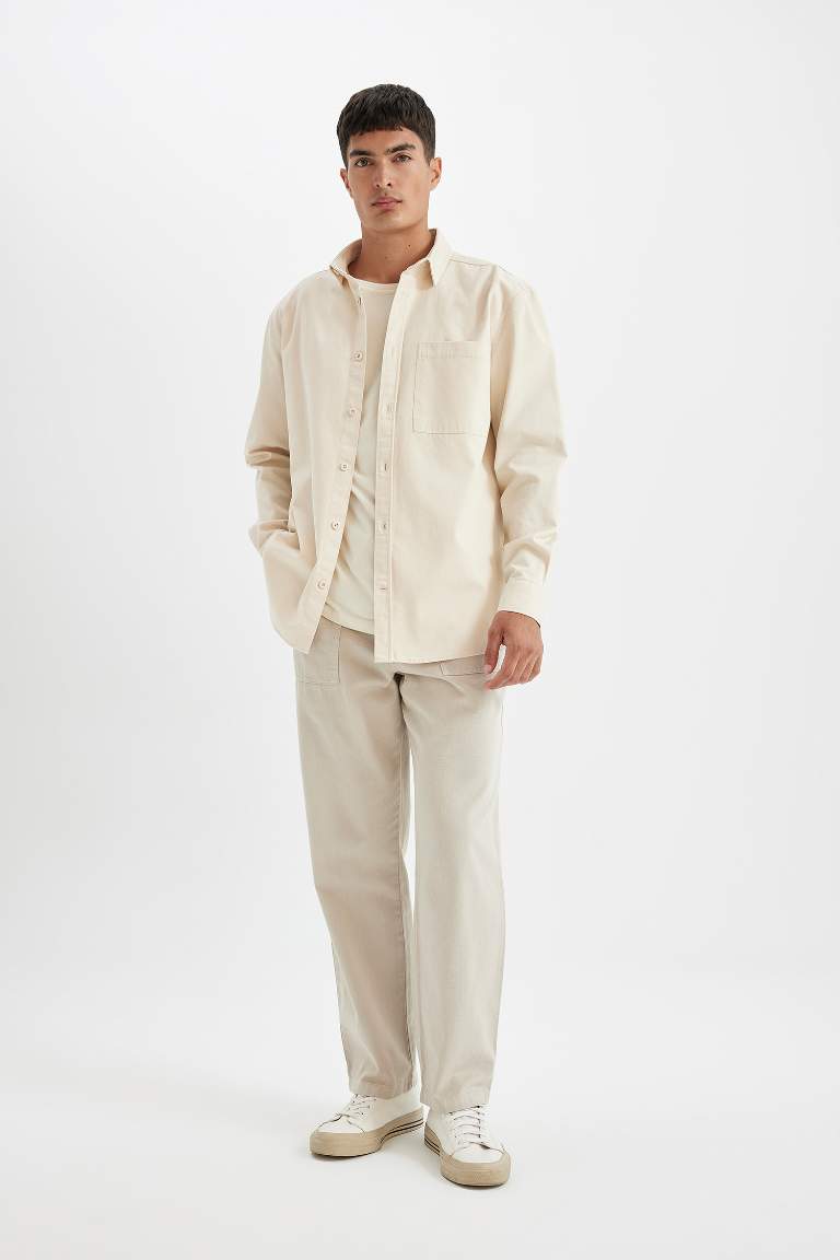 Boy Beige Relax Fit Cotton Shirt Jacket