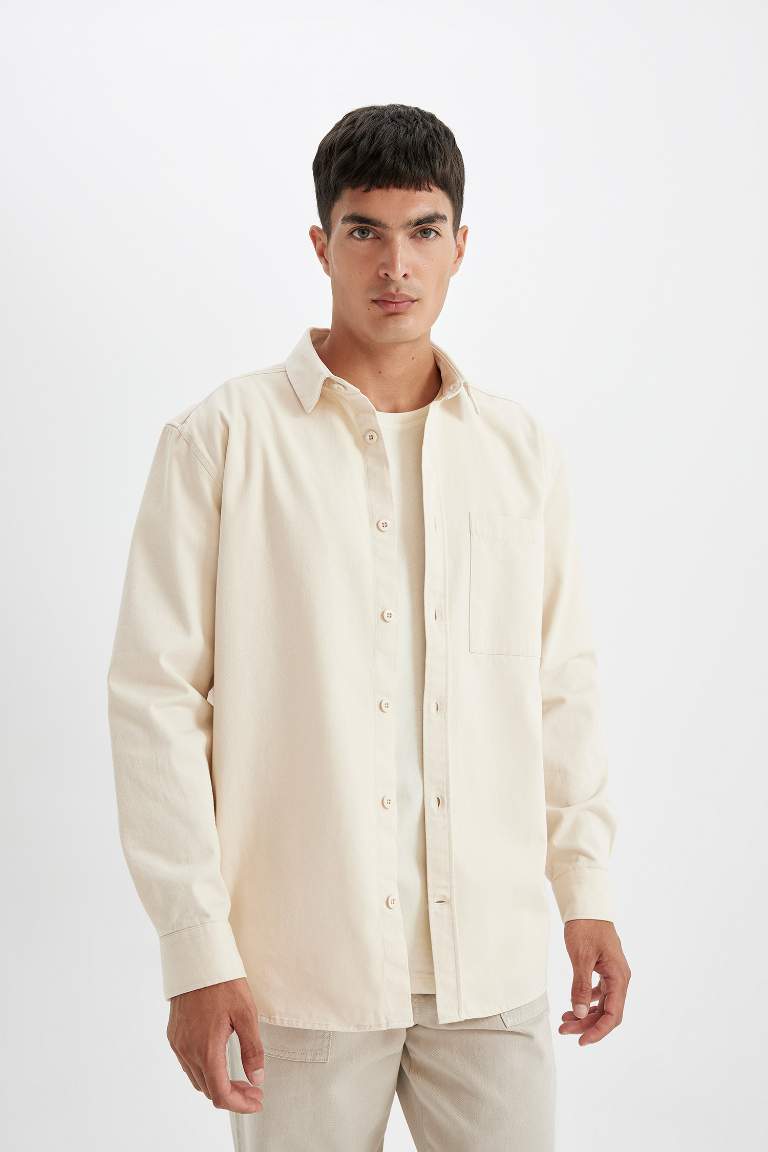 Surchemise en coton à col polo coupe décontractée