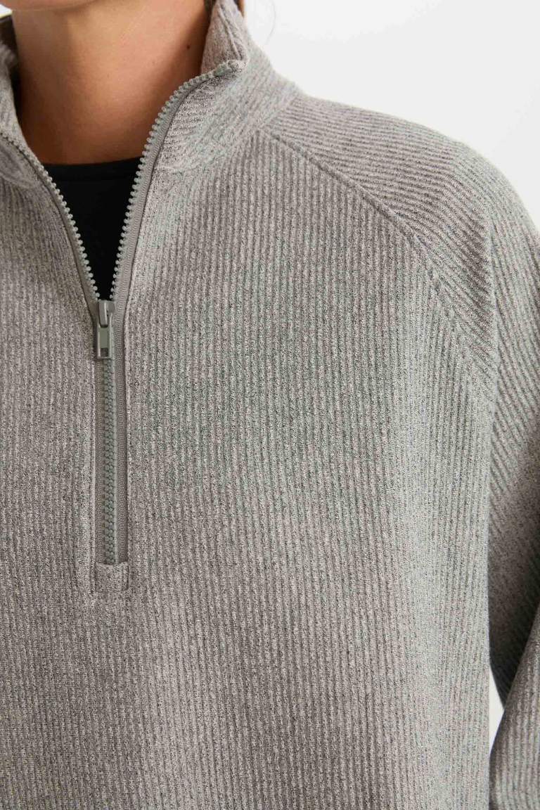 DeFactoFit Zippered Stand Collar Sports Sweatshirt