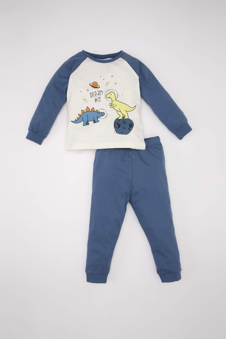 Erkek Bebek Pijama Takımı Baskılı Penye Uzun Kollu Üst Uzun Alt