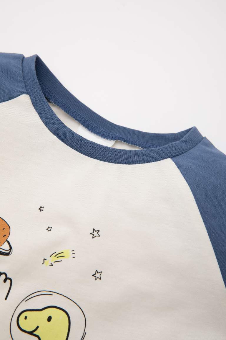 Erkek Bebek Pijama Takımı Baskılı Penye Uzun Kollu Üst Uzun Alt