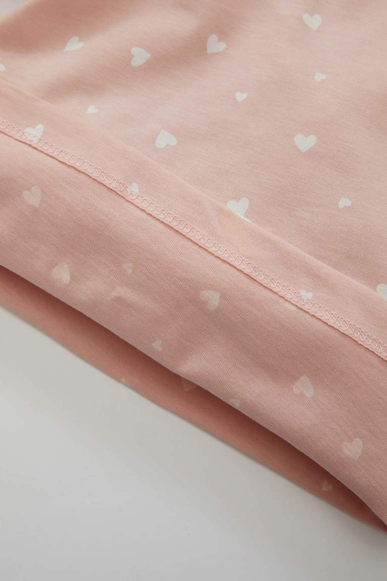 Kız Bebek Pijama Takımı Kalp Desenli Penye Uzun Kollu Üst Uzun Alt