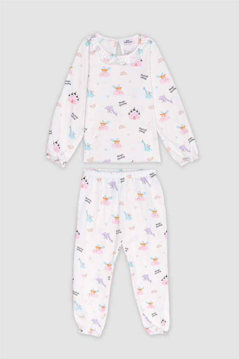 Baby Girl Dinosaur Printed Cotton 2 Piece Pajama Set