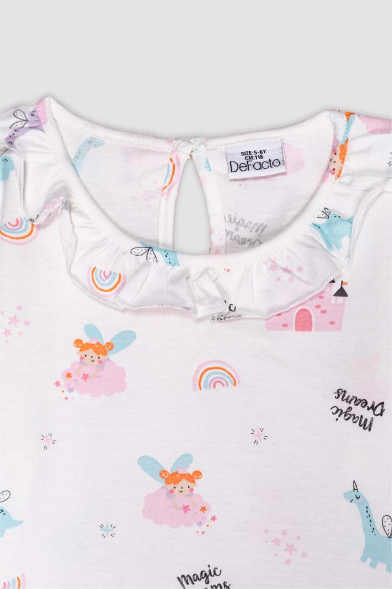 Baby Girl Dinosaur Printed Cotton 2 Piece Pajama Set