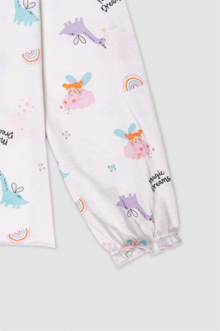 Baby Girl Dinosaur Printed Cotton 2 Piece Pajama Set