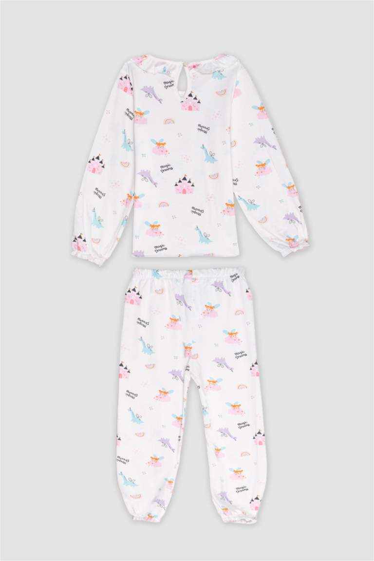 Baby Girl Dinosaur Printed Cotton 2 Piece Pajama Set