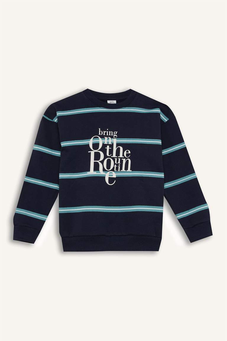 Boy Oversize Fit Crew Neck Printed Sweatshirt