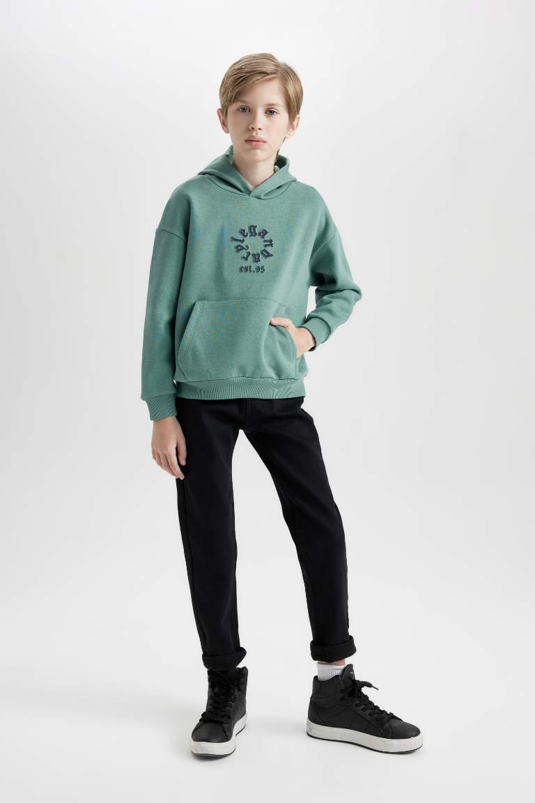 Boy Oversize Fit Hooded Thick Sweatshirt