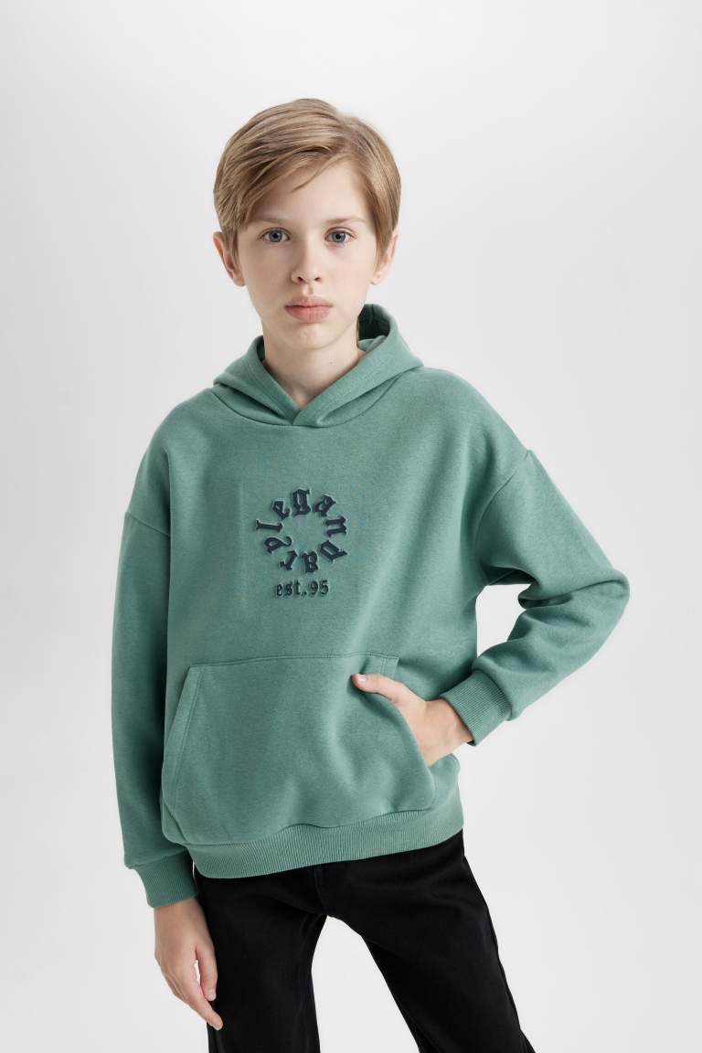 Boy Oversize Fit Hooded Thick Sweatshirt