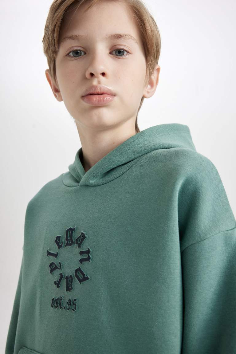 Boy Oversize Fit Hooded Thick Sweatshirt