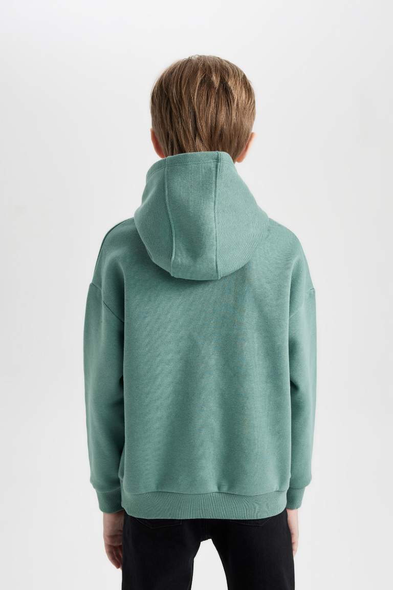 Boy Oversize Fit Hooded Thick Sweatshirt