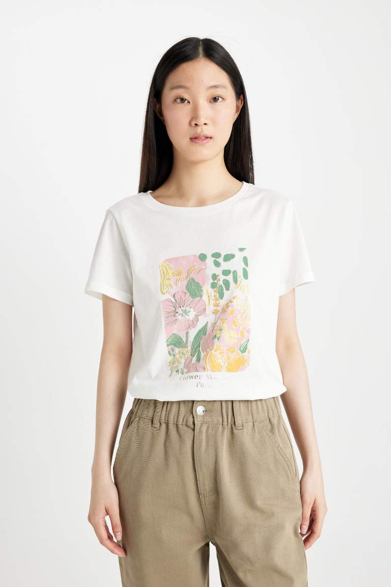 Regular Fit Crew Neck Floral T-Shirt