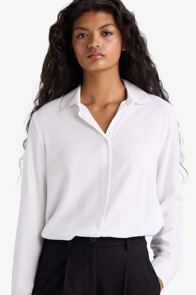 Regular Fit Shirt Collar Long Sleeve Shirt