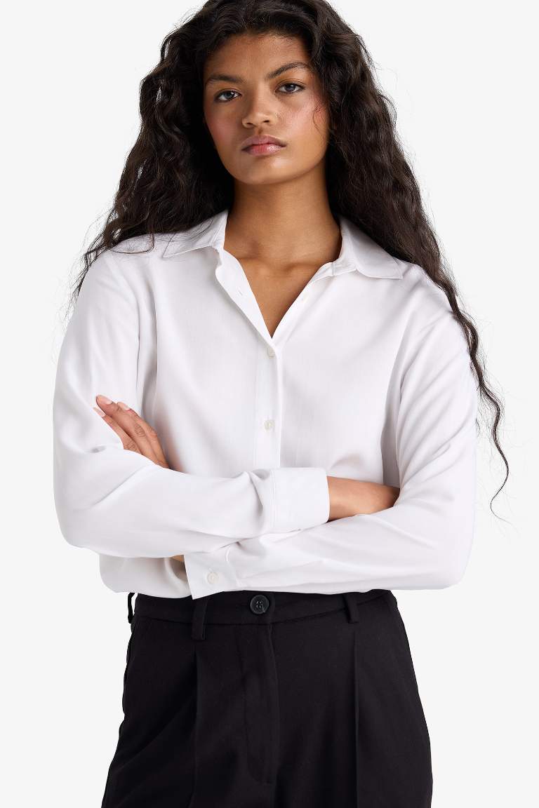 Regular Fit Shirt Collar Long Sleeve Shirt