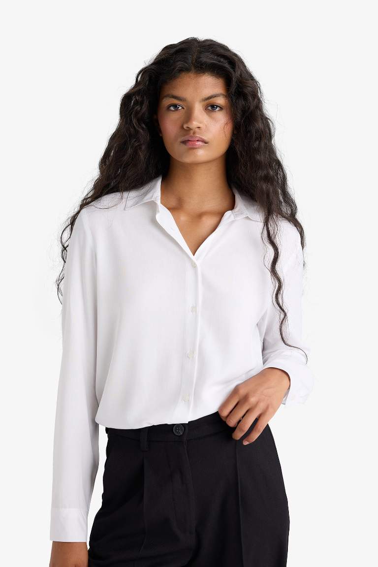 Regular Fit Shirt Collar Long Sleeve Shirt