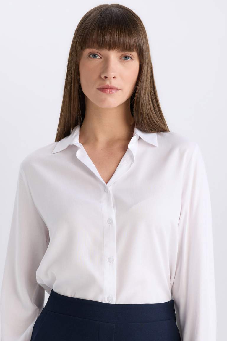 Oversize Fit Shirt Collar Long Sleeve Shirt