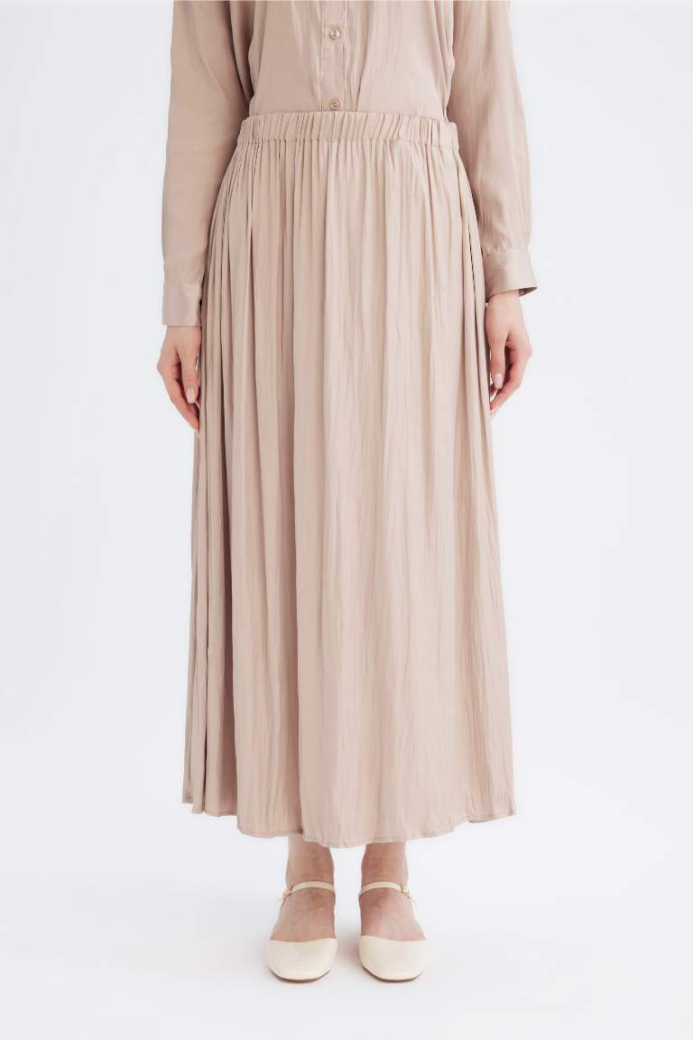 A Cut Satin Maxi Skirt