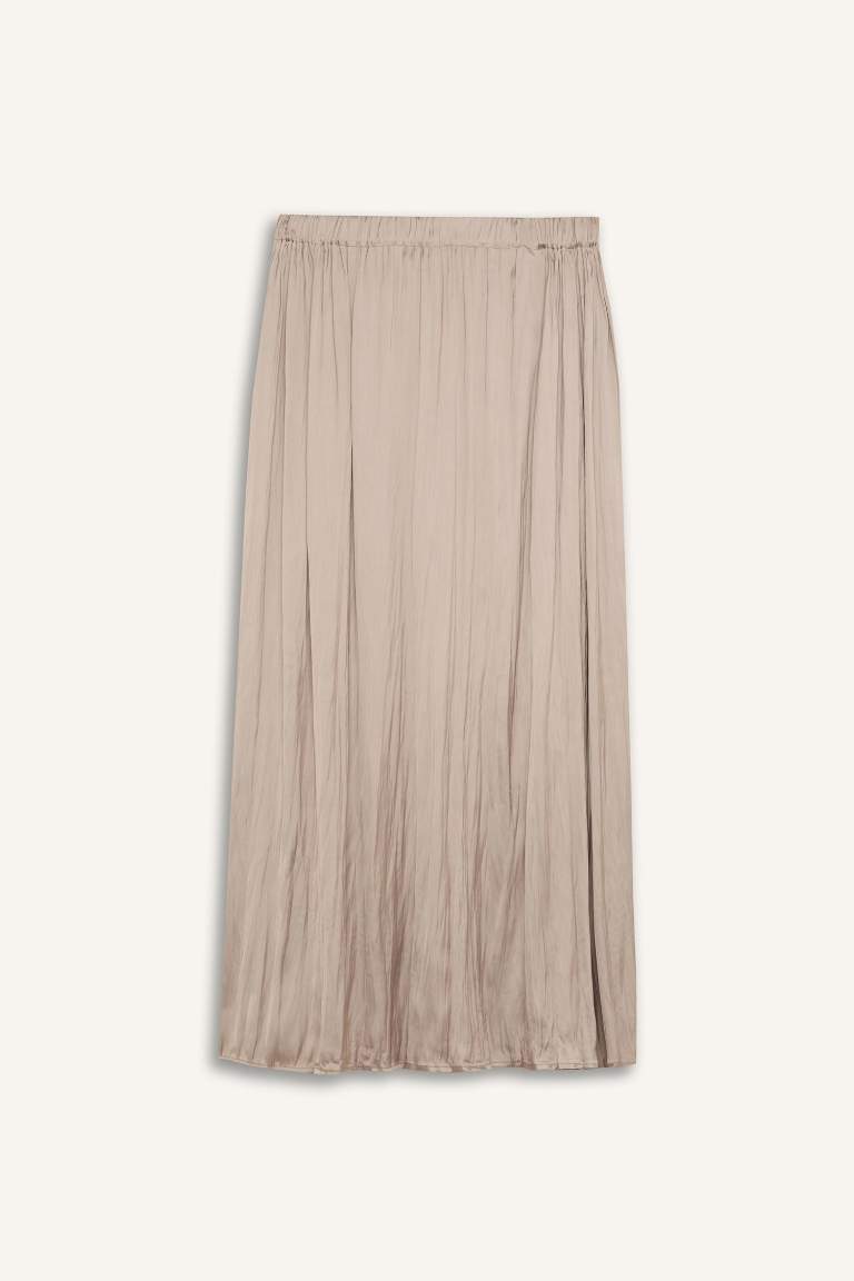 A Cut Satin Maxi Skirt