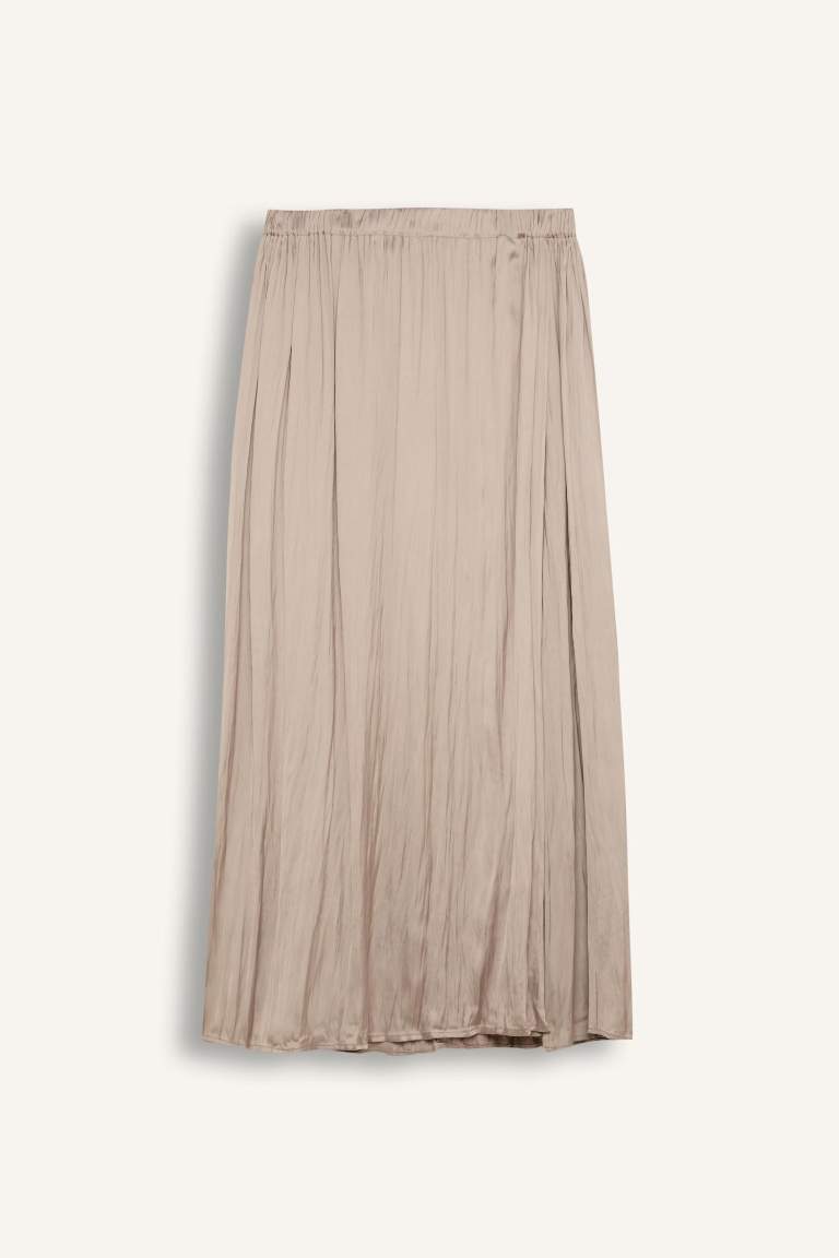 A Cut Satin Maxi Skirt