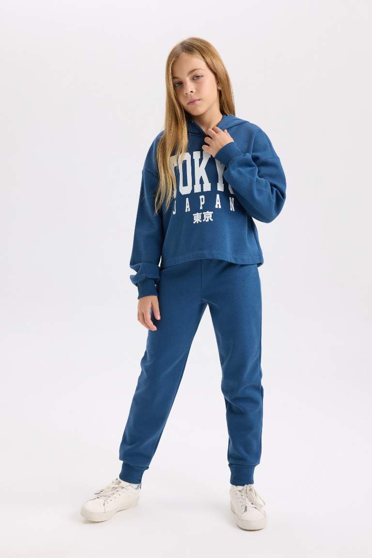 Girl Printed Thick Sweatshirt Jogger Sweatpants 2 Piece Set