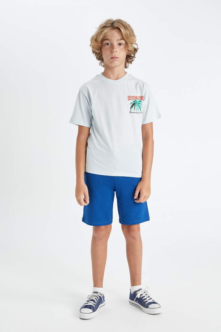 Boy Crew Neck Back Printed Short Sleeve T-Shirt