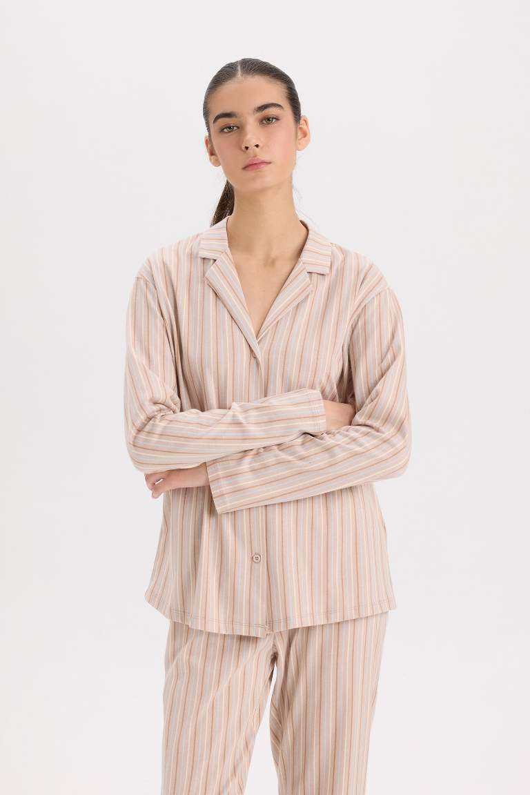 Fall in Love Buttoned Top Bottom 2 Piece Pajama Set