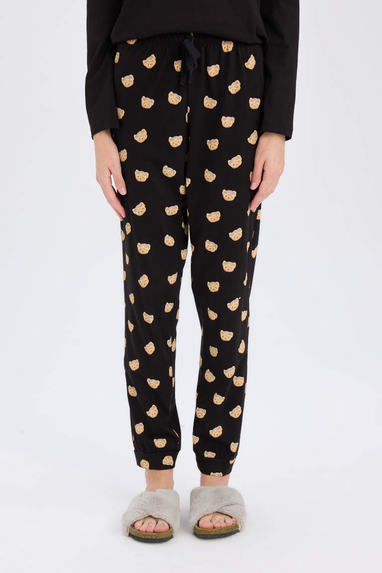 Fall in Love Pijama Takımı Regular Fit Bisiklet Yaka Baskılı Uzun Kollu Üst Uzun Alt