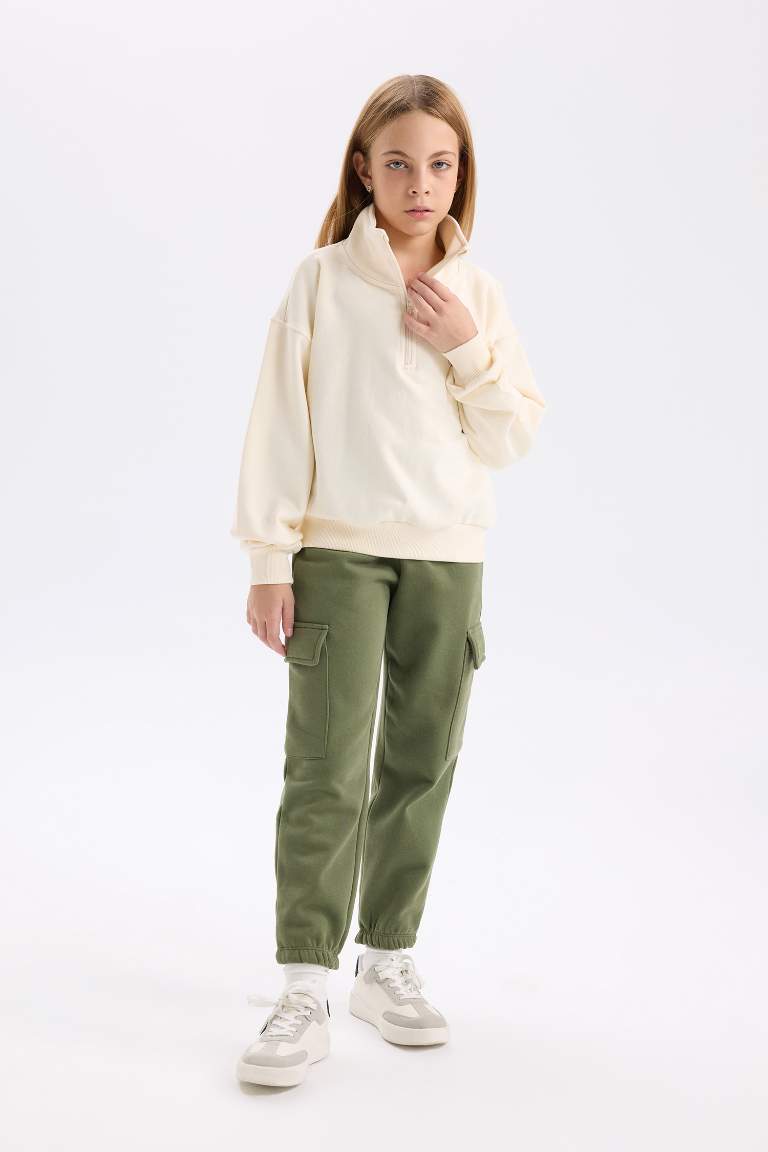 Girl Elastic Waist Leg Cargo Sweatpants