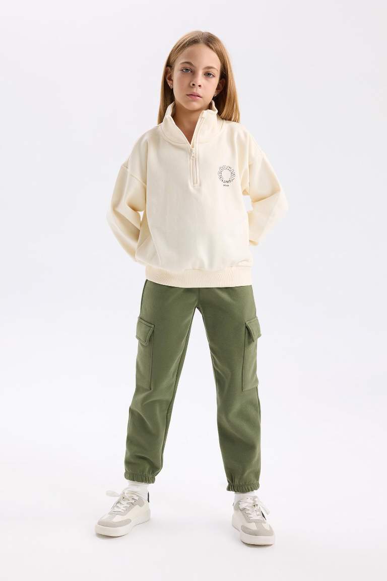 Girl Elastic Waist Leg Cargo Sweatpants