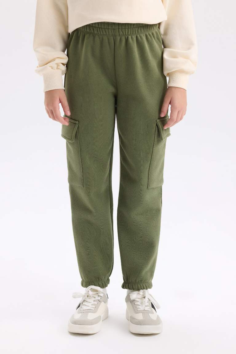 Girl Elastic Waist Leg Cargo Sweatpants