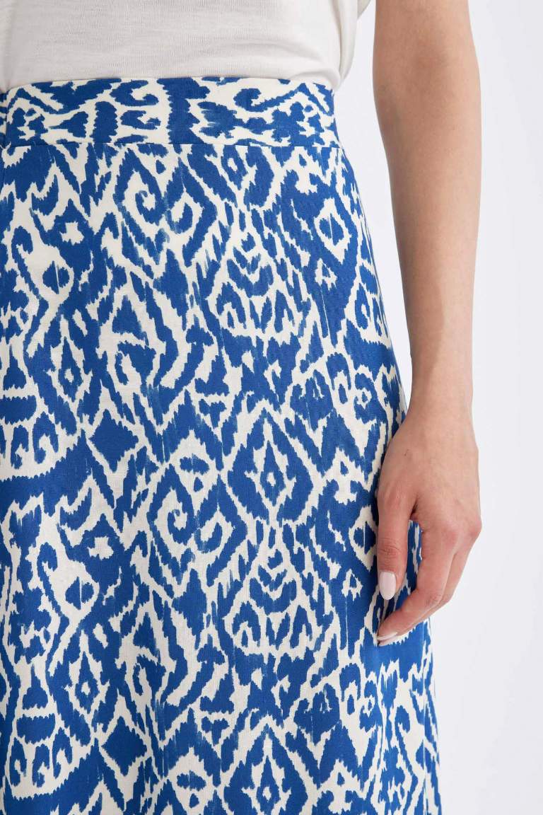 Patterned Viscose Maxi Skirt