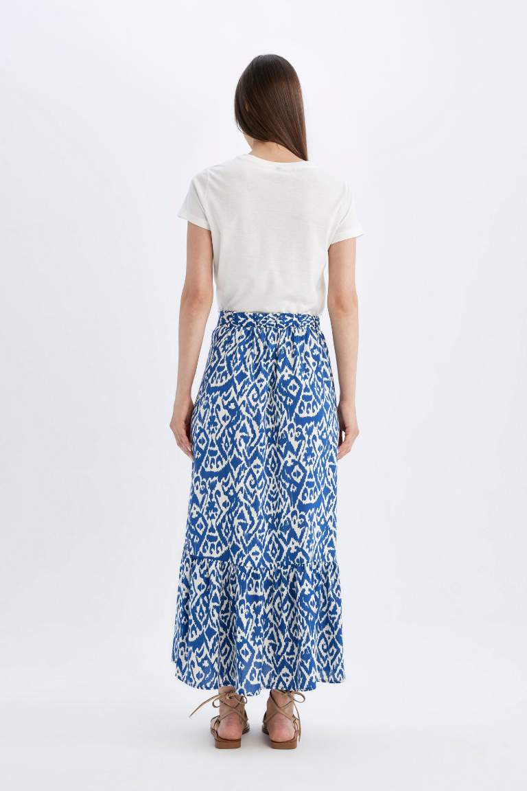 Patterned Viscose Maxi Skirt