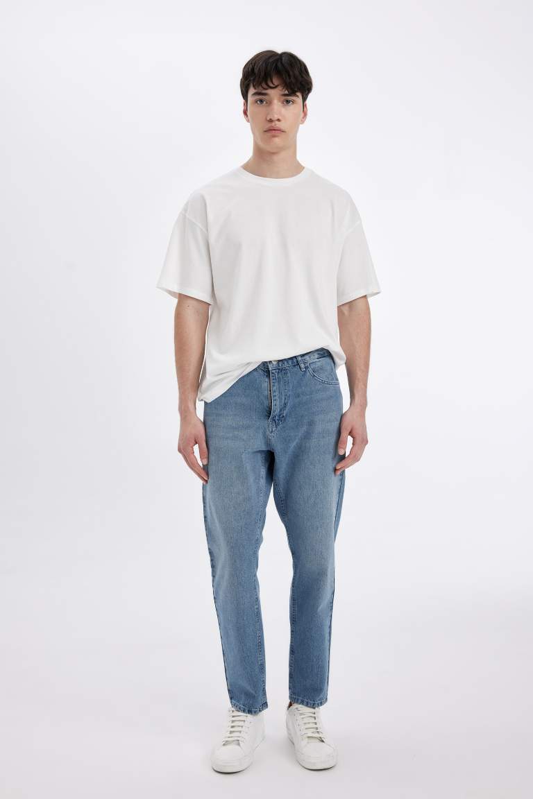 Pantalon Jean Slim Taille Haute à effet délavé Style des Années 90