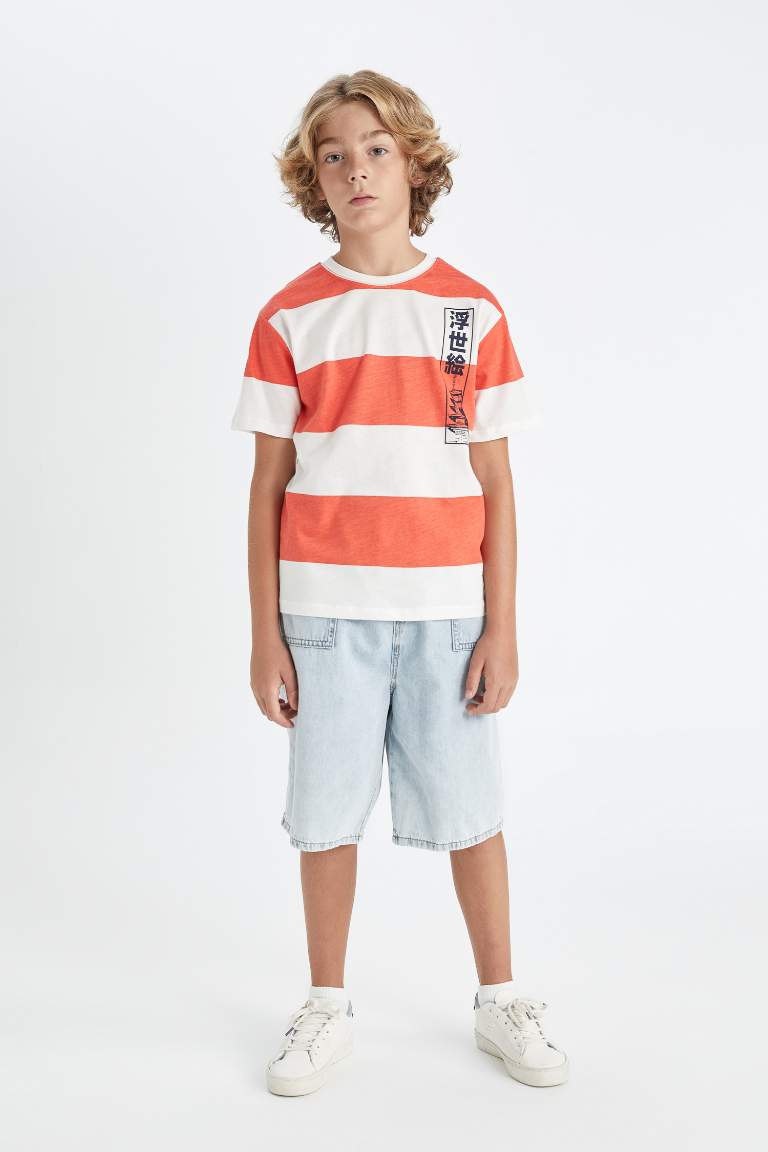 Boy Crew Neck Striped Short Sleeve T-Shirt