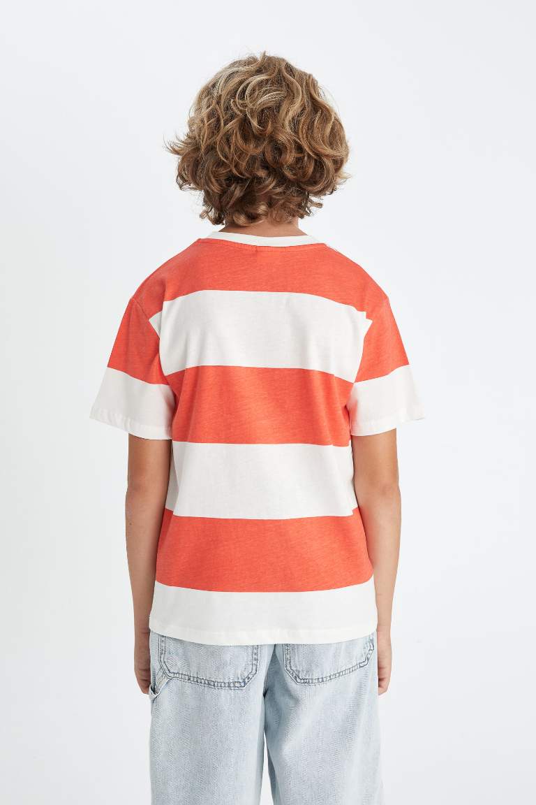 Boy Crew Neck Striped Short Sleeve T-Shirt