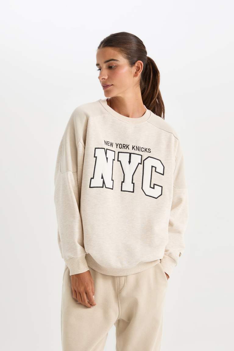 Sweat-shirt Oversize à Col rond et manches longues NBA NY Knicks de DeFacto Fit