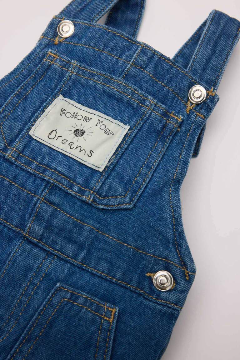 Boy Label Printed Jean Jumpsuit