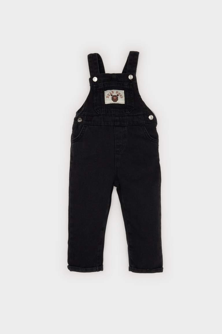 Boy Baby Label Printed Jean Jumpsuit