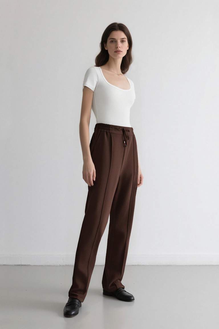 Jogger Pantolon Lastikli Bel Bağcıklı Basic Düz Paça