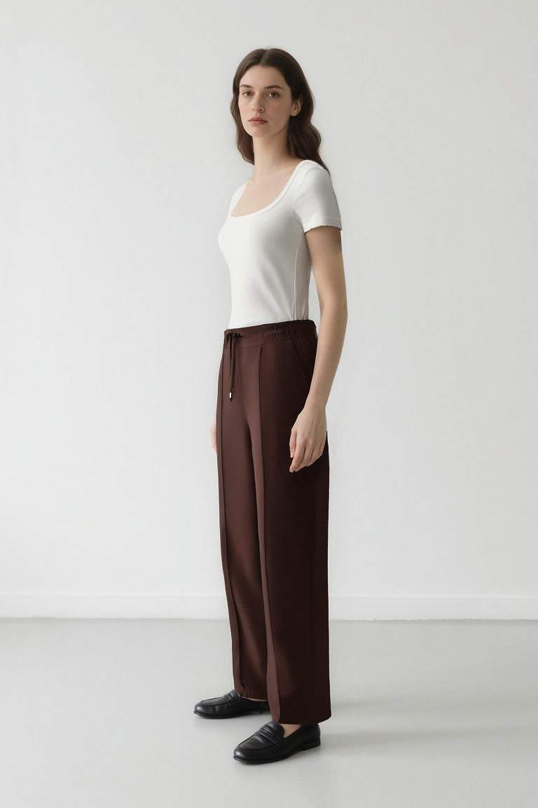 Jogger Pantolon Lastikli Bel Bağcıklı Basic Düz Paça