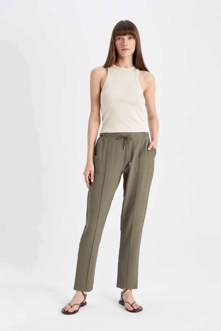 Jogger Pantolon Lastikli Bel Bağcıklı Basic Düz Paça