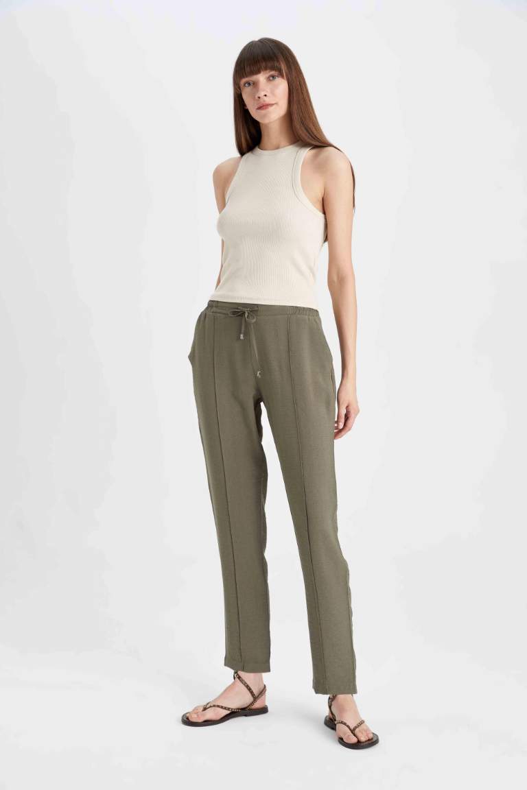 Jogger Pantolon Lastikli Bel Bağcıklı Basic Düz Paça