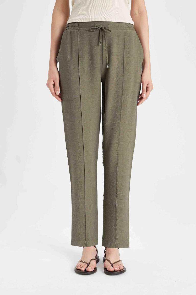 Jogger Pantolon Lastikli Bel Bağcıklı Basic Düz Paça