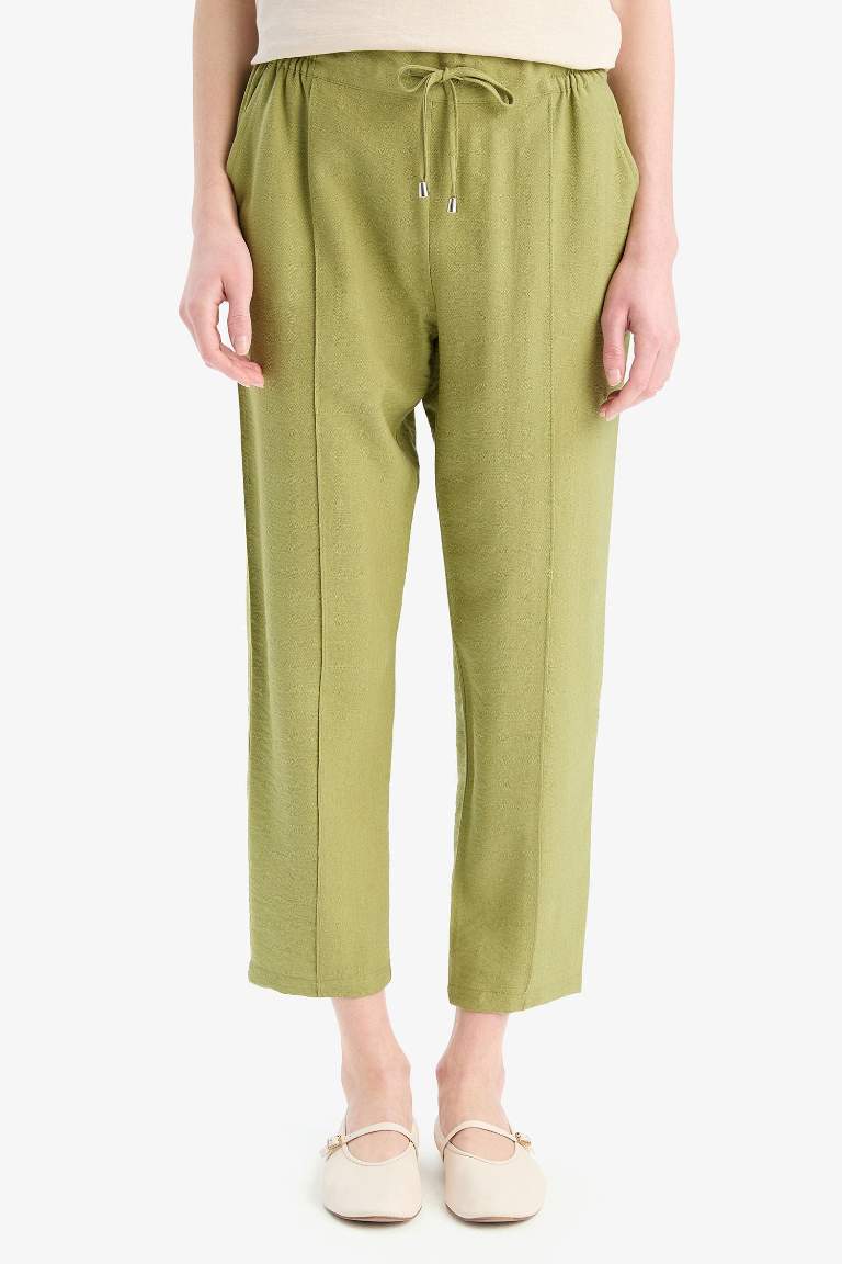 Lastikli Bel Bağcıklı Basic Düz Paça Jogger Pantolon