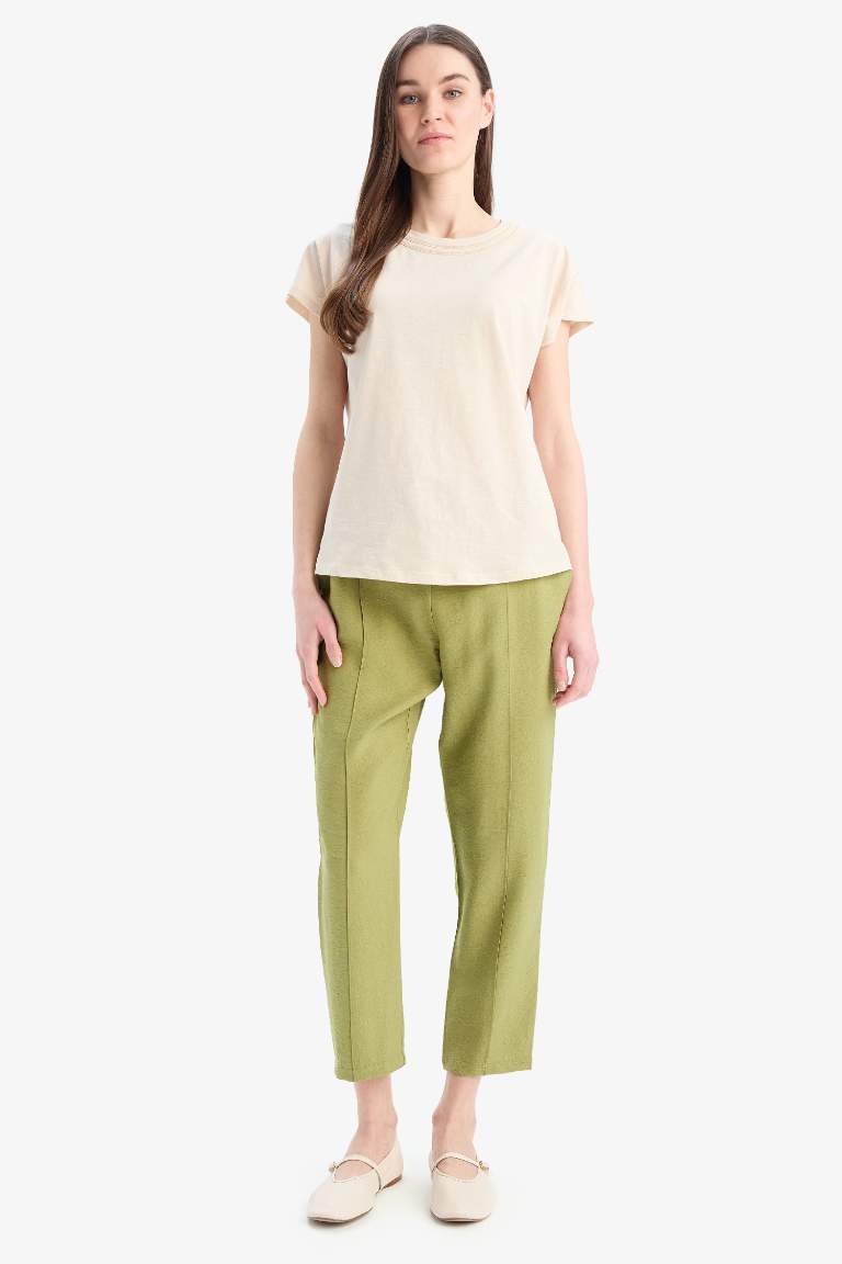 Lastikli Bel Bağcıklı Basic Düz Paça Jogger Pantolon
