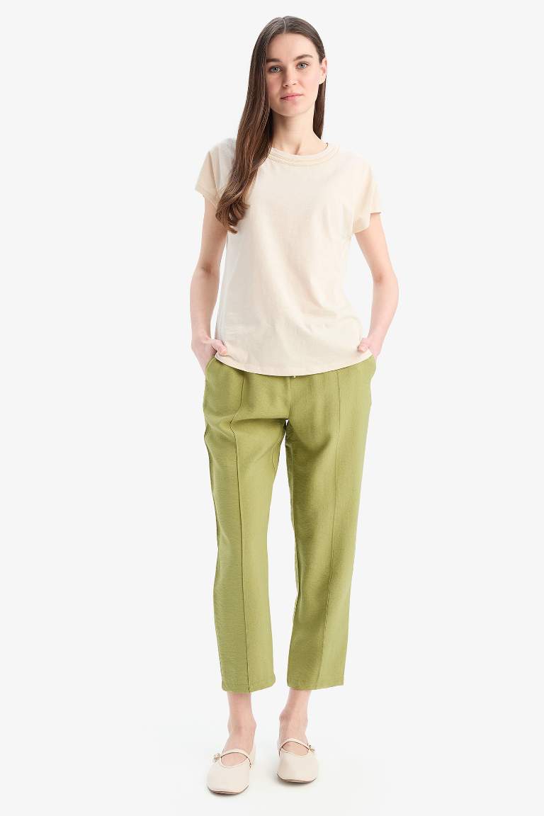 Lastikli Bel Bağcıklı Basic Düz Paça Jogger Pantolon