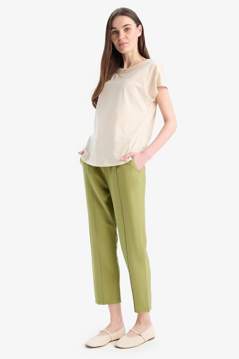 Lastikli Bel Bağcıklı Basic Düz Paça Jogger Pantolon