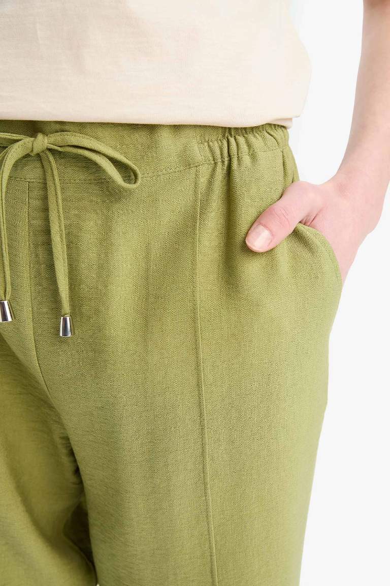 Lastikli Bel Bağcıklı Basic Düz Paça Jogger Pantolon