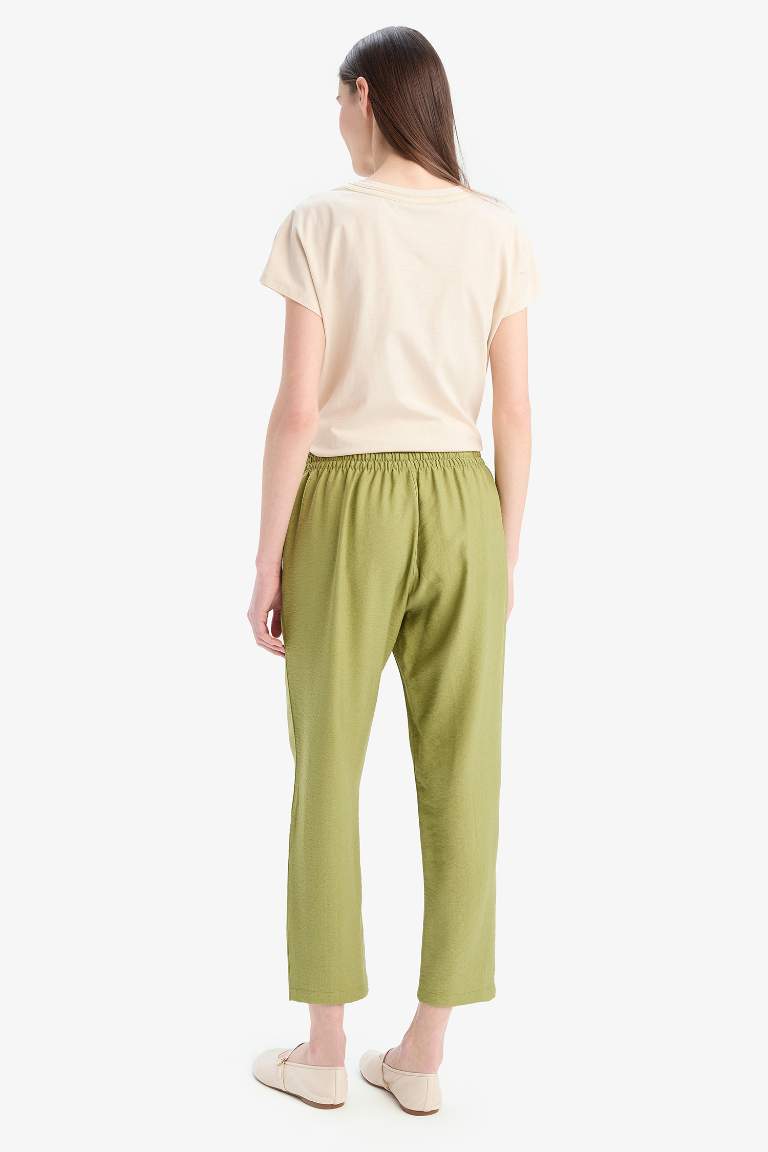 Lastikli Bel Bağcıklı Basic Düz Paça Jogger Pantolon