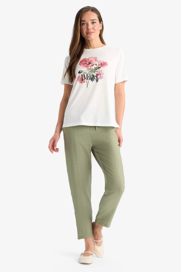 Lastikli Bel Bağcıklı Basic Düz Paça Jogger Pantolon